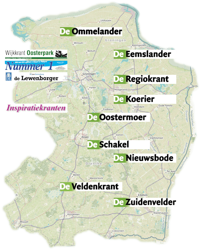 Kaart Groningen en Drenthe